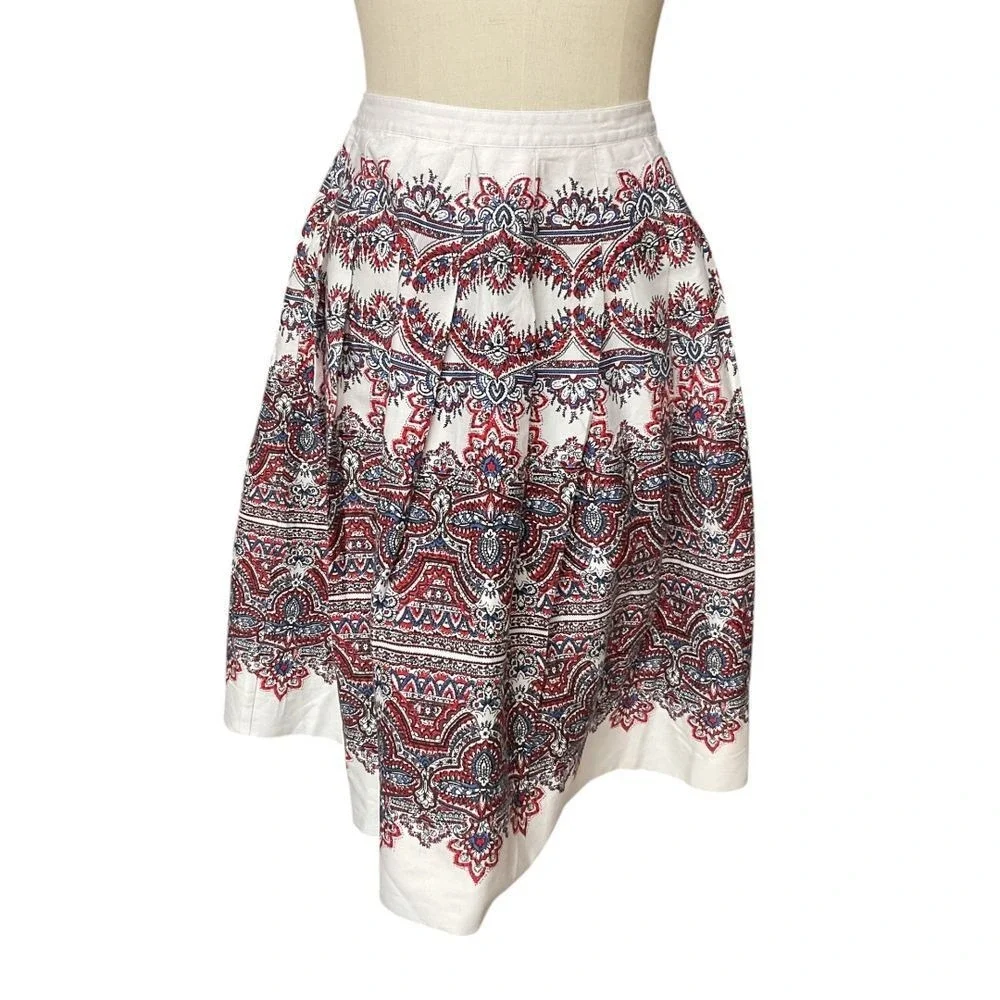 Talbots Petite Women's Floral Print A-Line Pleated Midi Skirt Size‎ 4P Boho